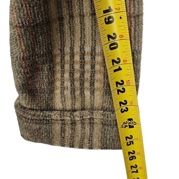 Woolrich L Sherpa Jacket Shaket Brown Blue Plaid Full Zip Front - Picture 9 of 13